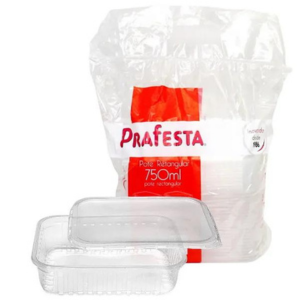 Pote Retangular 750ml Freezer e Microondas - Prafesta